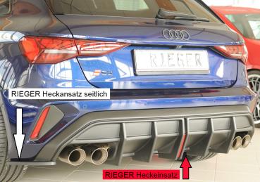 Rieger Heckeinsatz für Audi A3 S3 (GY) ABS schwarz matt (Lackierung erforderlich) Y 00056845