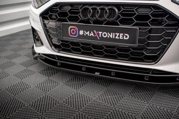 Maxton Design Front Ansatz V.1 für Audi A4 S-Line / S4 B9 Facelift schwarz Hochglanz
