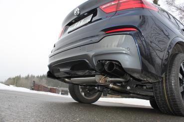 Fox passend für BMW X4 F26 - 35i 35d Endschalldämpfer quer Ausgang rechts/links - 2x90 Typ 25 rechts/links Schwarz BM170025-292S