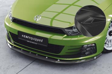 CSR Frontspoiler | Cup-Spoilerlippe mit ABE für VW Scirocco III R-Line CSL386-C Carbon Look Hochglanz (keine Lackierung erforderlich)