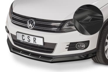 CSR Frontspoiler | Cup-Spoilerlippe mit ABE für VW Tiguan I CSL397-C Carbon Look Hochglanz (keine Lackierung erforderlich)