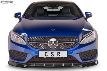 CSR Frontspoiler | Cup-Spoilerlippe mit ABE für Mercedes-Benz C-Klasse 205 AMG-Line CSL408-C Carbon Look Hochglanz (keine Lackierung erforderlich)