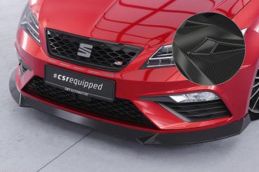 CSR Frontspoiler | Cup-Spoilerlippe mit ABE für Seat Leon 3 (Typ 5F) Cupra/FR CSL411-C Carbon Look Hochglanz (keine Lackierung erforderlich)
