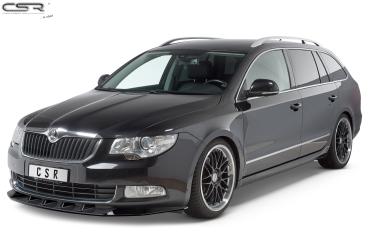 CSR Frontspoiler | Cup-Spoilerlippe mit ABE für Skoda Superb II CSL420-C Carbon Look Hochglanz (keine Lackierung erforderlich)