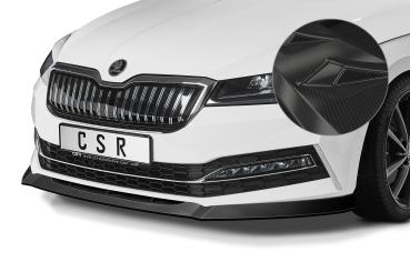 CSR Frontspoiler | Cup-Spoilerlippe mit ABE für Skoda Superb III (Typ 3V) CSL468-C Carbon Look Hochglanz (keine Lackierung erforderlich)