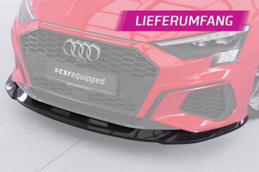 CSR Frontspoiler | Cup-Spoilerlippe mit ABE für Audi A3 8Y S-Line / S3 8Y CSL483-C Carbon Look Hochglanz (keine Lackierung erforderlich)