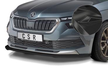 CSR Frontspoiler | Cup-Spoilerlippe mit ABE für Skoda Kamiq CSL527-C Carbon Look Hochglanz (keine Lackierung erforderlich)