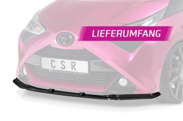 CSR Frontspoiler | Cup-Spoilerlippe mit ABE für Toyota Aygo 2 Facelift CSL548-S strukturiert schwarz matt (keine Lackierung erforderlich)