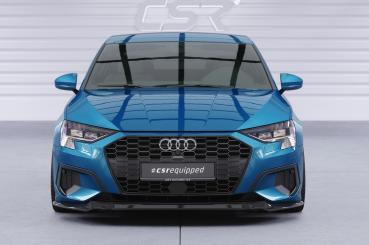 CSR Frontspoiler | Cup-Spoilerlippe mit ABE für Audi A3 8Y Limousine CSL616-G Glossy schwarz Hochglanz (keine Lackierung erforderlich)