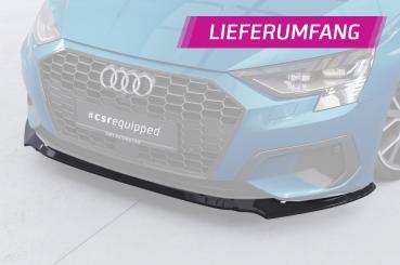 CSR Frontspoiler | Cup-Spoilerlippe mit ABE für Audi A3 8Y Limousine CSL616-G Glossy schwarz Hochglanz (keine Lackierung erforderlich)