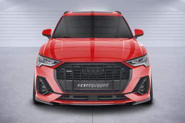 CSR Frontspoiler | Cup-Spoilerlippe mit ABE für Audi Q3 (F3) S-Line CSL665-C Carbon Look Hochglanz (keine Lackierung erforderlich)