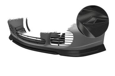 CSR Frontspoiler | Cup-Spoilerlippe mit ABE für Porsche 911/996 CSL831-C Carbon Look Hochglanz (keine Lackierung erforderlich)