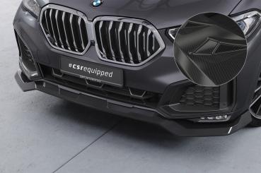 CSR Frontspoiler | Cup-Spoilerlippe mit ABE für BMW X6 (G06) Basis CSL909-C Carbon Look Hochglanz (keine Lackierung erforderlich)