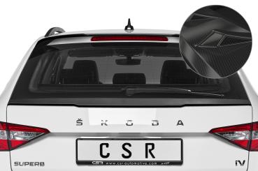 CSR Heckspoiler | Heckflügel mit ABE für Skoda Superb III (Typ 3V) Combi HF749-C Carbon Look Hochglanz (keine Lackierung erforderlich)