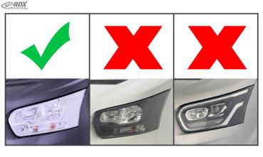 RDX Scheinwerferblenden für FORD Transit (2014-heute) für silberne Halogen-Scheinwerfer schwarz glänzend Böser Blick