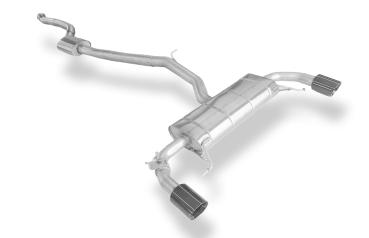 Fox passend für BMW X4 G02 - 30i Endschalldämpfer quer Ausgang rechts/links - 1x100 Typ 25 rechts/links SCHWARZ emalliert mit Abgasklappe und Vorschalldämpfer - Nicht verbaubar bei Modellen mit Panoramadach BM171015-293S-HA