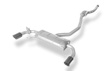 Fox passend für BMW X4 G02 - 30i Endschalldämpfer quer Ausgang rechts/links - 1x100 Typ 25 rechts/links SCHWARZ emalliert mit Abgasklappe und Vorschalldämpfer - Nicht verbaubar bei Modellen mit Panoramadach BM171015-293S-HA