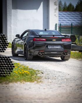 Fox passend für Chevrolet Camaro - A1XC Endschalldämpfer quer Ausgang rechts/links mit 2 Abgasklappen - 2x100 Typ 25 rechts/links CE046005-294