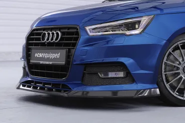 CSR Frontspoiler | Cup-Spoilerlippe mit ABE für Audi A1 (8X) S-Line CSL919-C Carbon Look Hochglanz (keine Lackierung erforderlich)