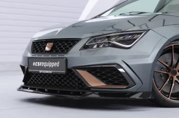 CSR Frontspoiler | Cup-Spoilerlippe mit ABE für Seat Leon 3 (Typ 5F) Cupra R  CSL885-C Carbon Look Hochglanz (keine Lackierung erforderlich)