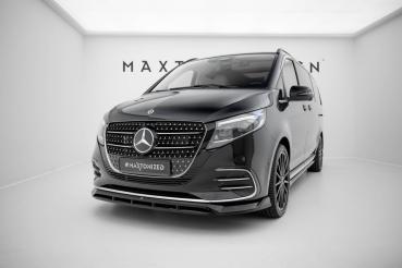 Maxton Design Front Ansatz für Mercedes-Benz V AMG-Line W447 Facelift 2 schwarz Hochglanz