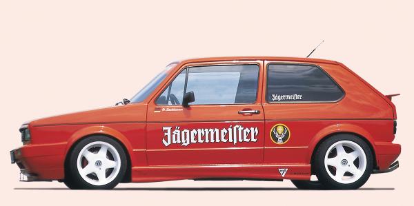 Rieger Seitenschweller rechts ohne Radlaufaussparung für VW Golf 1 ABS schwarz matt (Lackierung erforderlich) Y 00009036