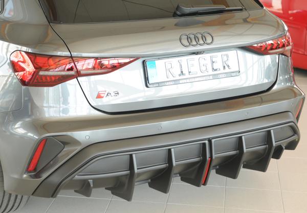 Rieger Heckeinsatz für orig. ESD für Audi A3 (GY) ABS schwarz matt (Lackierung erforderlich) Y 00056844
