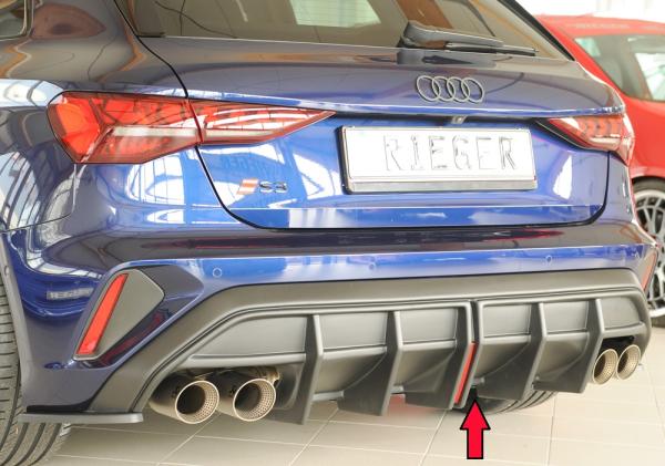 Rieger Heckeinsatz für Audi A3 S3 (GY) ABS schwarz matt (Lackierung erforderlich) Y 00056845