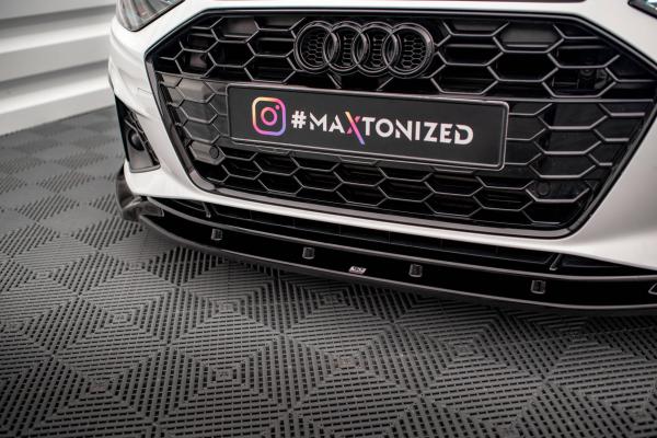 Maxton Design Front Ansatz V.1 für Audi A4 S-Line / S4 B9 Facelift schwarz Hochglanz