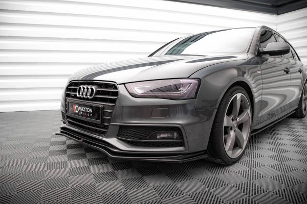 Maxton Design Front Ansatz V.4 für Audi A4 S-Line / S4 B8 Facelift schwarz Hochglanz