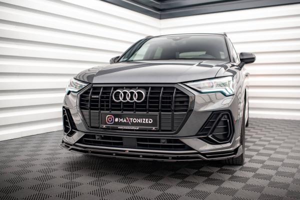 Maxton Design Front Ansatz V.4 für Audi Q3 Sportback / SUV S-Line F3 schwarz Hochglanz
