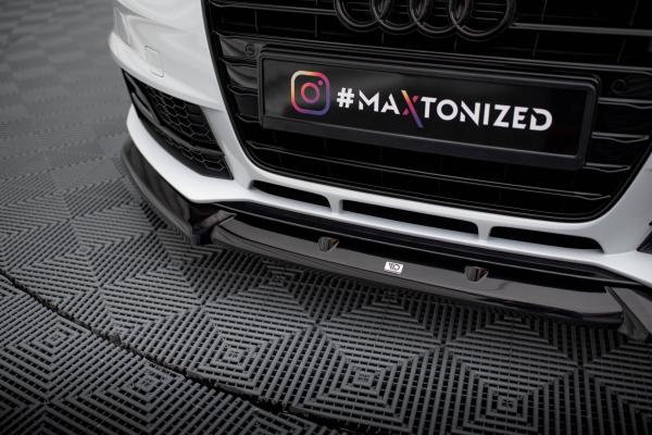 Maxton Design Front Ansatz V.1 für Audi A4 Competition B8 Facelift schwarz Hochglanz