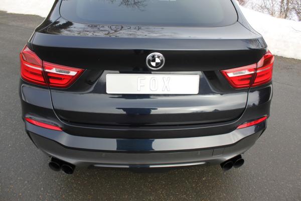 Fox passend für BMW X4 F26 - 35i 35d Endschalldämpfer quer Ausgang rechts/links - 2x90 Typ 25 rechts/links Schwarz BM170025-292S