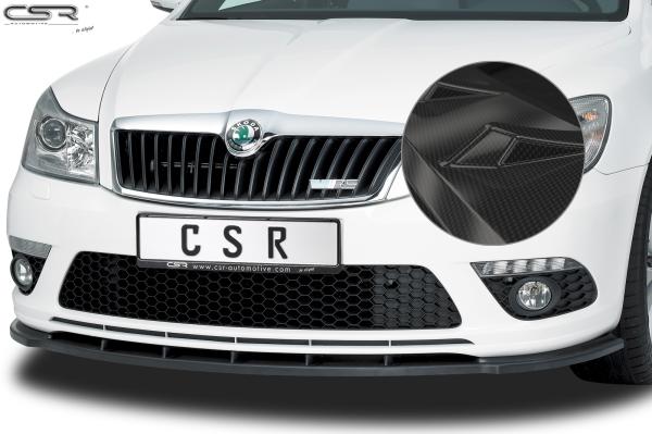CSR Frontspoiler | Cup-Spoilerlippe mit ABE für Skoda Octavia II (1Z) RS CSL001-C Carbon Look Hochglanz (keine Lackierung erforderlich)