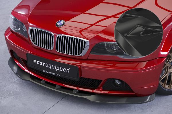 CSR Frontspoiler | Cup-Spoilerlippe mit ABE für BMW 3er E46 Coupe / Cabrio CSL073-G Glossy schwarz Hochglanz (keine Lackierung erforderlich)
