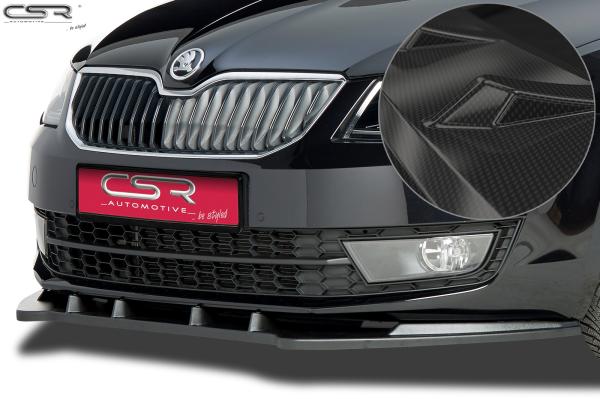 CSR Frontspoiler | Cup-Spoilerlippe mit ABE für Skoda Octavia III (5E) CSL134-C Carbon Look Hochglanz (keine Lackierung erforderlich)