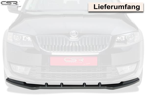 CSR Frontspoiler | Cup-Spoilerlippe mit ABE für Skoda Octavia 3 Typ 5E CSL134-G Glossy schwarz Hochglanz (keine Lackierung erforderlich)
