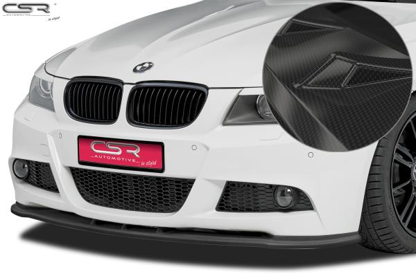 CSR Frontspoiler | Cup-Spoilerlippe mit ABE für BMW 3er E90/E91 LCI CSL168-C Carbon Look Hochglanz (keine Lackierung erforderlich)