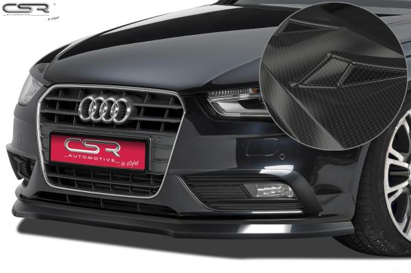 CSR Frontspoiler | Cup-Spoilerlippe mit ABE für Audi A4 B8 CSL176-C Carbon Look Hochglanz (keine Lackierung erforderlich)
