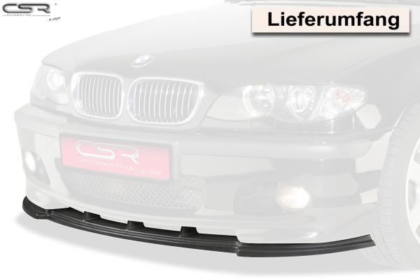 CSR Frontspoiler | Cup-Spoilerlippe mit ABE für BMW 3er E46 CSL185-G Glossy schwarz Hochglanz (keine Lackierung erforderlich)