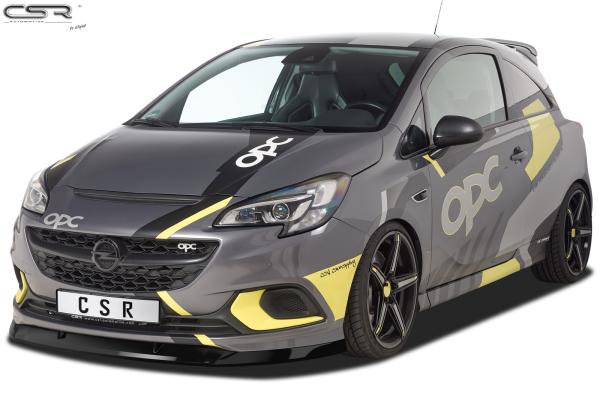 CSR Frontspoiler | Cup-Spoilerlippe mit ABE für Opel Corsa E OPC CSL275-C Carbon Look Hochglanz (keine Lackierung erforderlich)