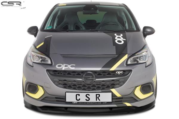 CSR Frontspoiler | Cup-Spoilerlippe mit ABE für Opel Corsa E OPC CSL275-C Carbon Look Hochglanz (keine Lackierung erforderlich)