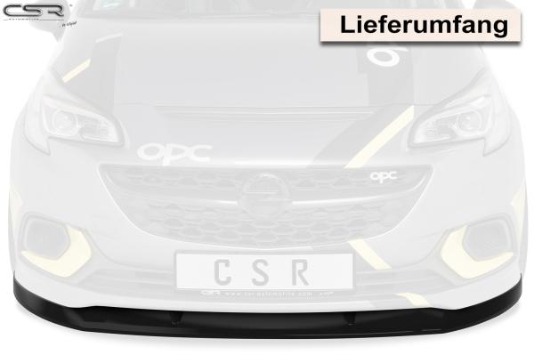CSR Frontspoiler | Cup-Spoilerlippe mit ABE für Opel Corsa E OPC CSL275-C Carbon Look Hochglanz (keine Lackierung erforderlich)