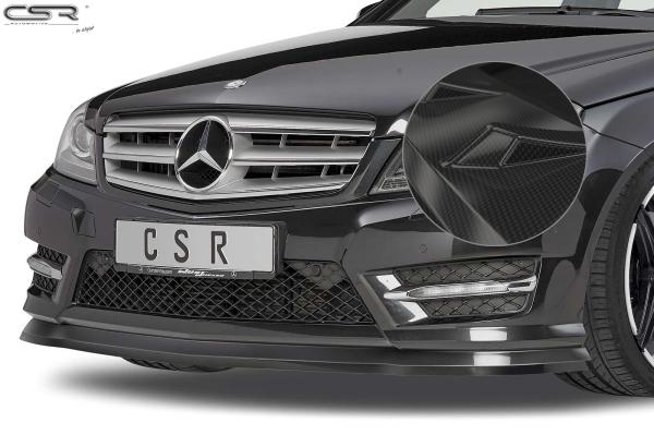 CSR Frontspoiler | Cup-Spoilerlippe mit ABE für Mercedes-Benz C-Klasse 204 CSL308-C Carbon Look Hochglanz (keine Lackierung erforderlich)