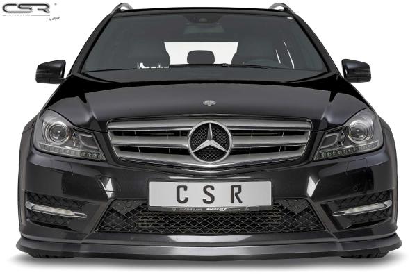 CSR Frontspoiler | Cup-Spoilerlippe mit ABE für Mercedes-Benz C-Klasse 204 CSL308-C Carbon Look Hochglanz (keine Lackierung erforderlich)