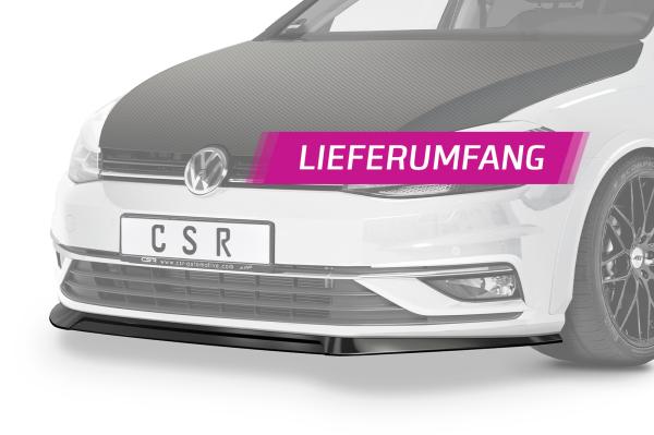 CSR Frontspoiler | Cup-Spoilerlippe mit ABE für VW Golf 7 CSL324-G Glossy schwarz Hochglanz (keine Lackierung erforderlich)