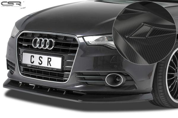 CSR Frontspoiler | Cup-Spoilerlippe mit ABE für Audi A6 C7 4G CSL325-C Carbon Look Hochglanz (keine Lackierung erforderlich)