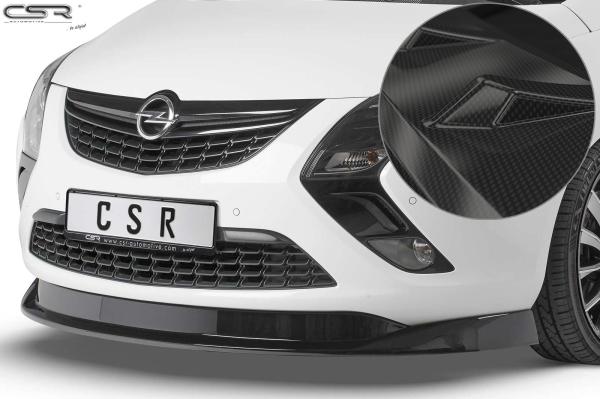 CSR Frontspoiler | Cup-Spoilerlippe mit ABE für Opel Zafira C Tourer CSL326-C Carbon Look Hochglanz (keine Lackierung erforderlich)