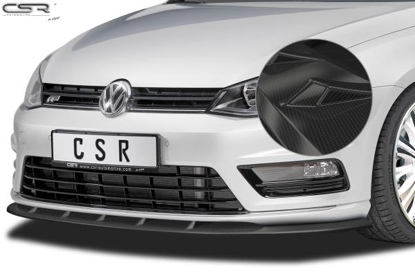 CSR Frontspoiler | Cup-Spoilerlippe mit ABE für VW Golf 7 R-Line CSL333-C Carbon Look Hochglanz (keine Lackierung erforderlich)