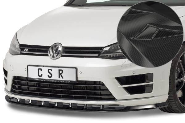 CSR Frontspoiler | Cup-Spoilerlippe mit ABE für VW Golf 7 R CSL340-C Carbon Look Hochglanz (keine Lackierung erforderlich)